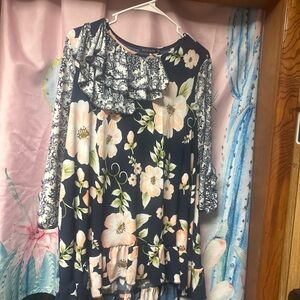 Floral Navy Women's Casual Top